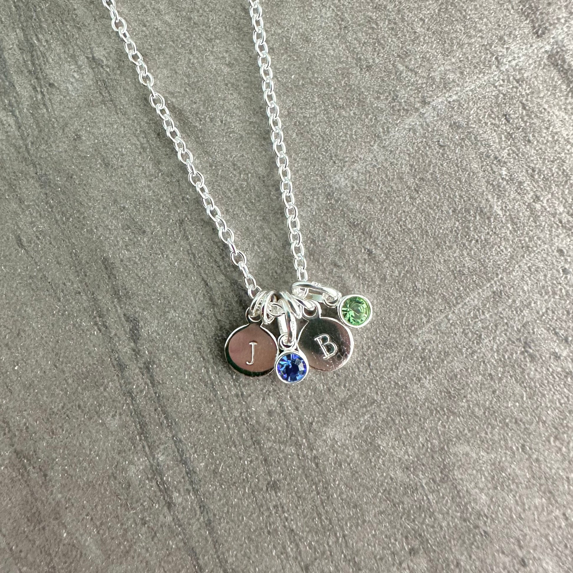 Personalised Crystal Birthstone Charm Necklace with Initials, Sentimental Gift for Mum