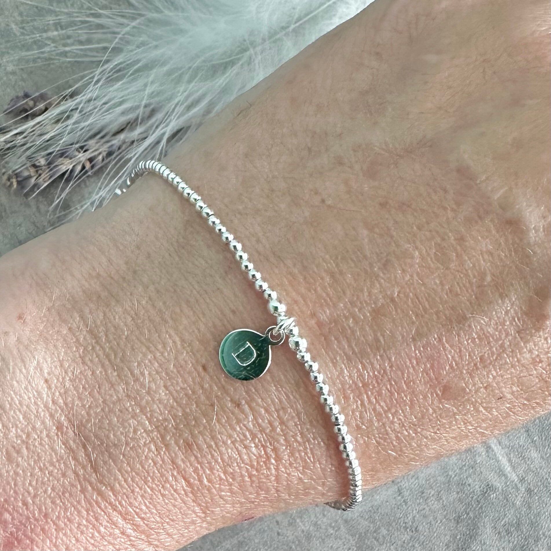 Silver Disc Bracelet, sterling silver dainty personalised Jewellery