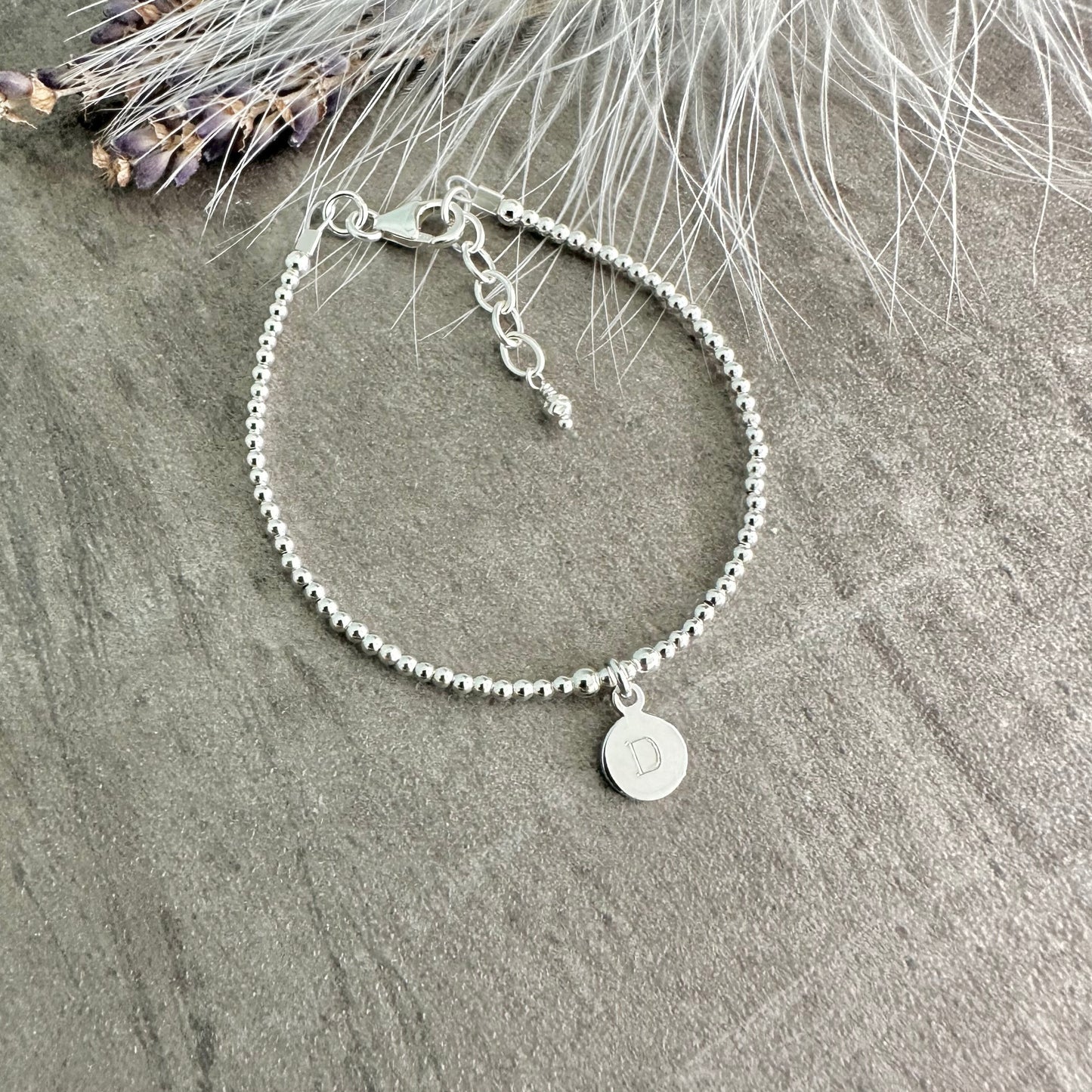 Silver Disc Bracelet, sterling silver dainty personalised Jewellery