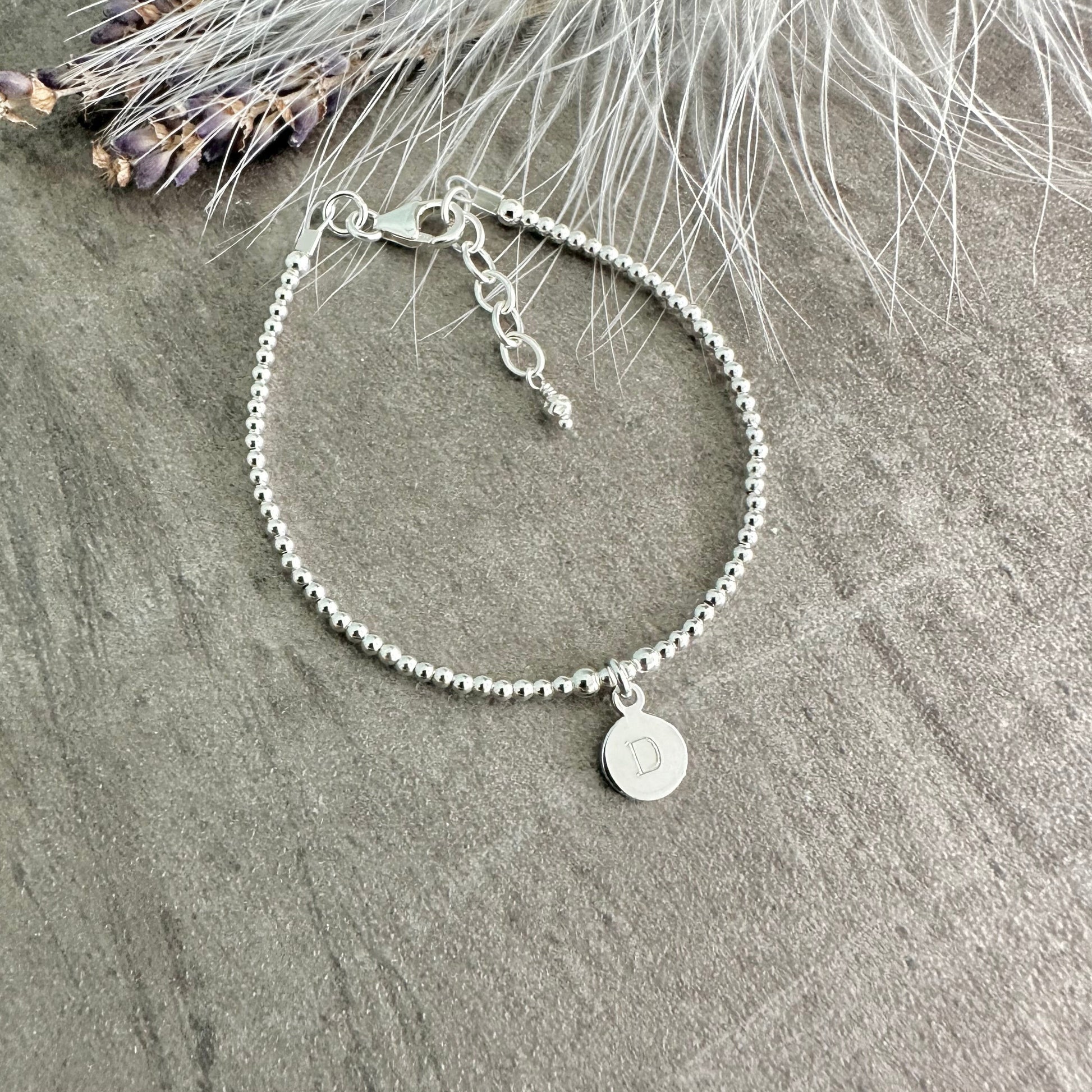 Silver Disc Bracelet, sterling silver dainty personalised Jewellery