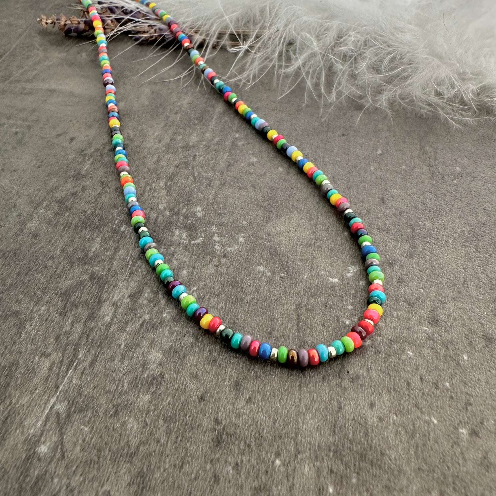 Colourful Summer Beaded Necklace with seed beads