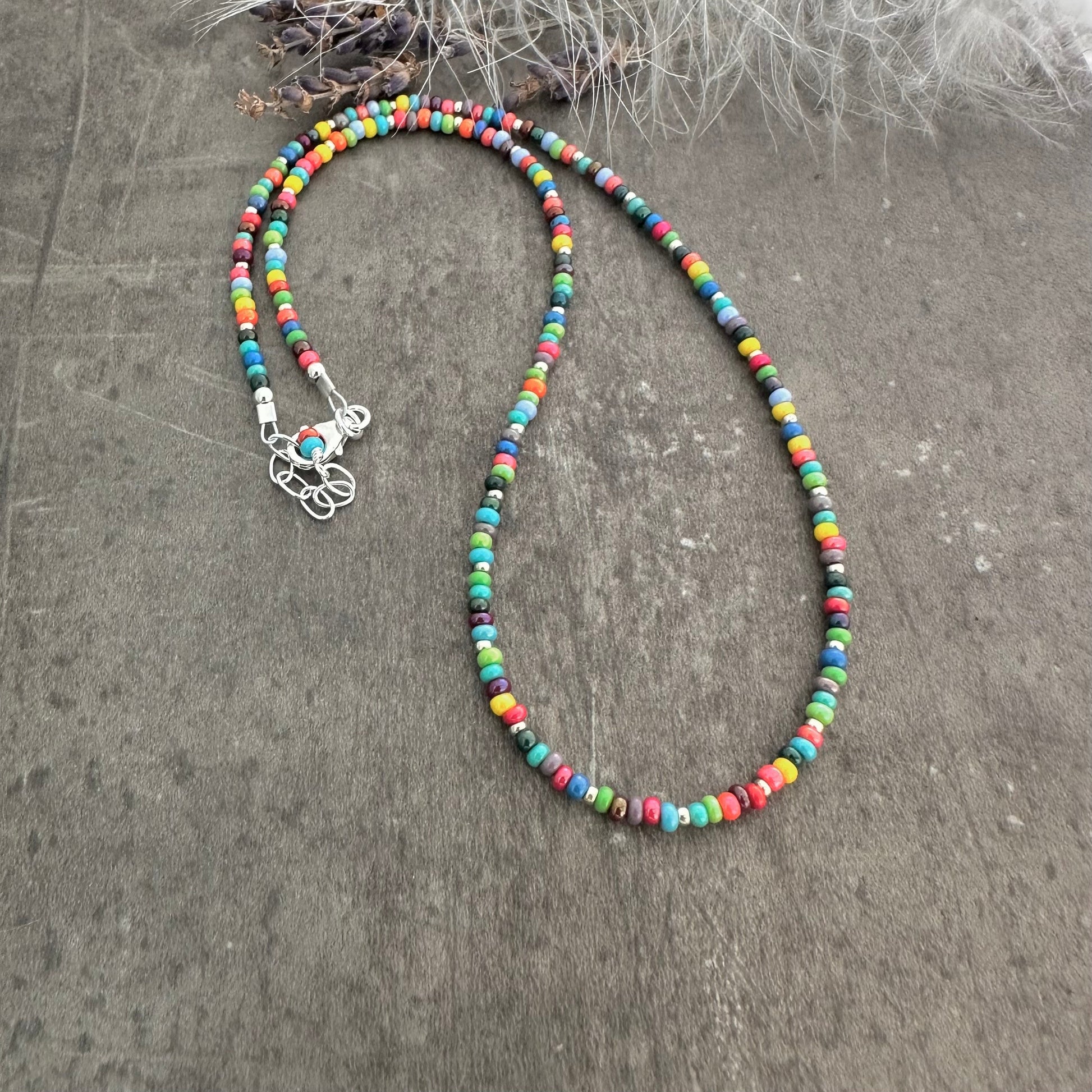 Colourful Summer Beaded Necklace with seed beads