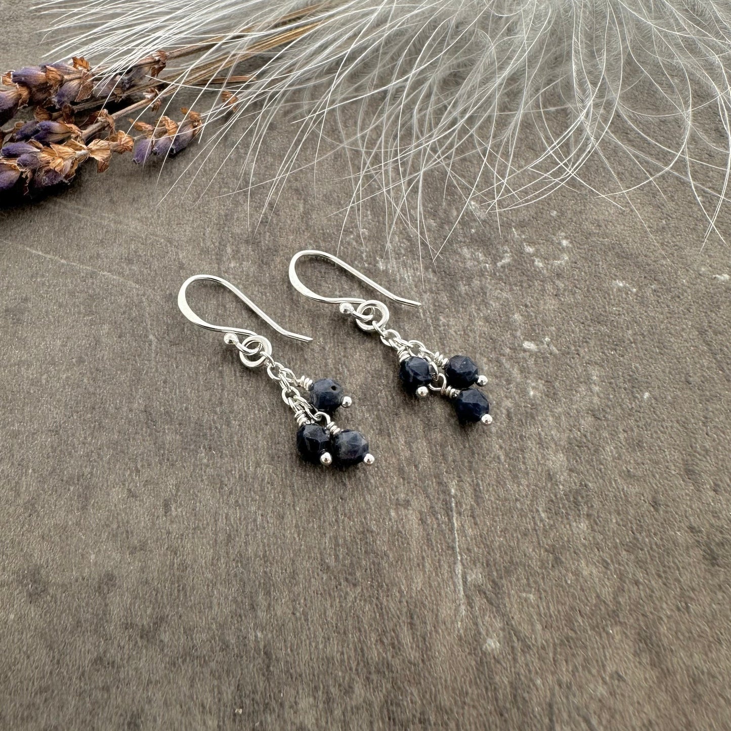 Sterling Silver Sapphire September Birthstone Earrings, Cascade Earrings