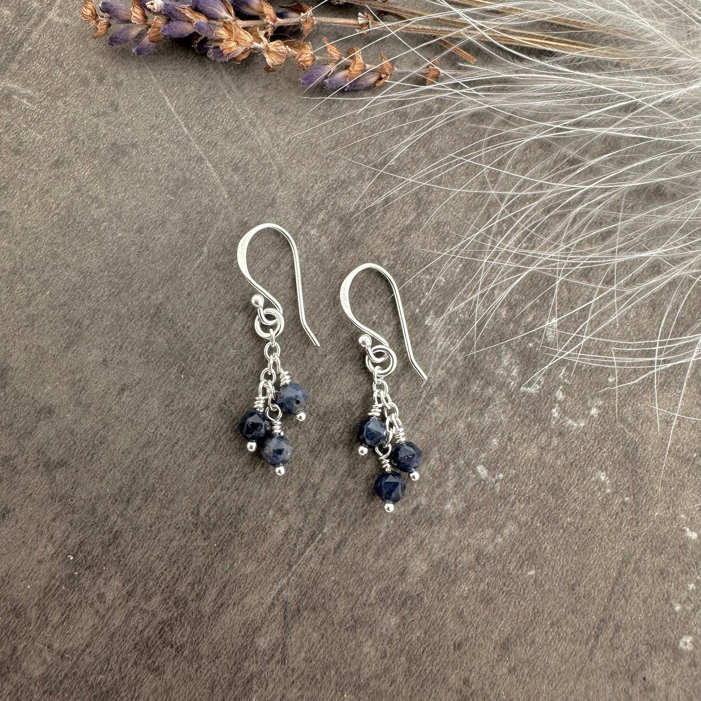 Sterling Silver Sapphire September Birthstone Earrings, Cascade Earrings