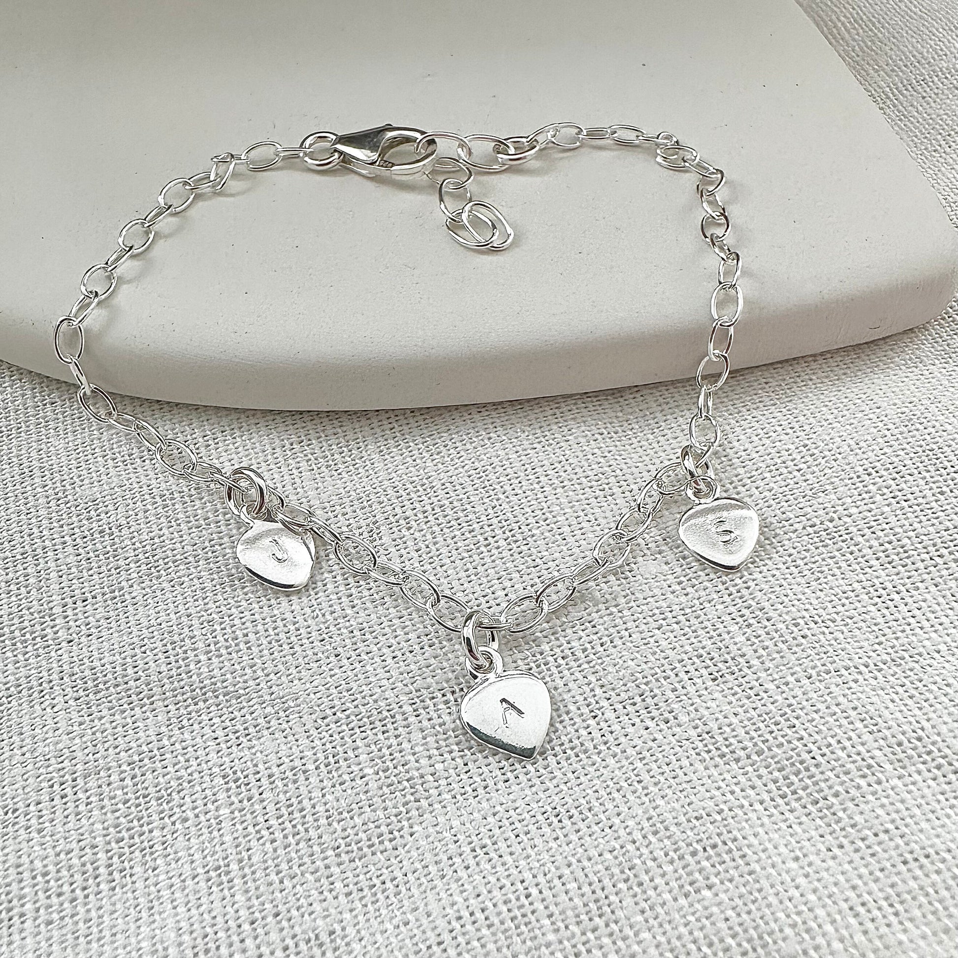 Tiny Initials Bracelet with Family Initials, Sterling Silver Chain Jewellery