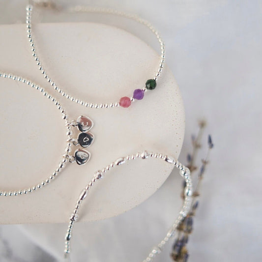 3 Bracelet Layering Set for Mothers, Family Birthstone Jewellery