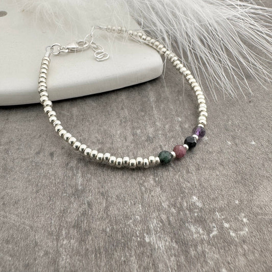 Family Birthstones Seed Bead Bracelet for Mum, with Childrens birthstones