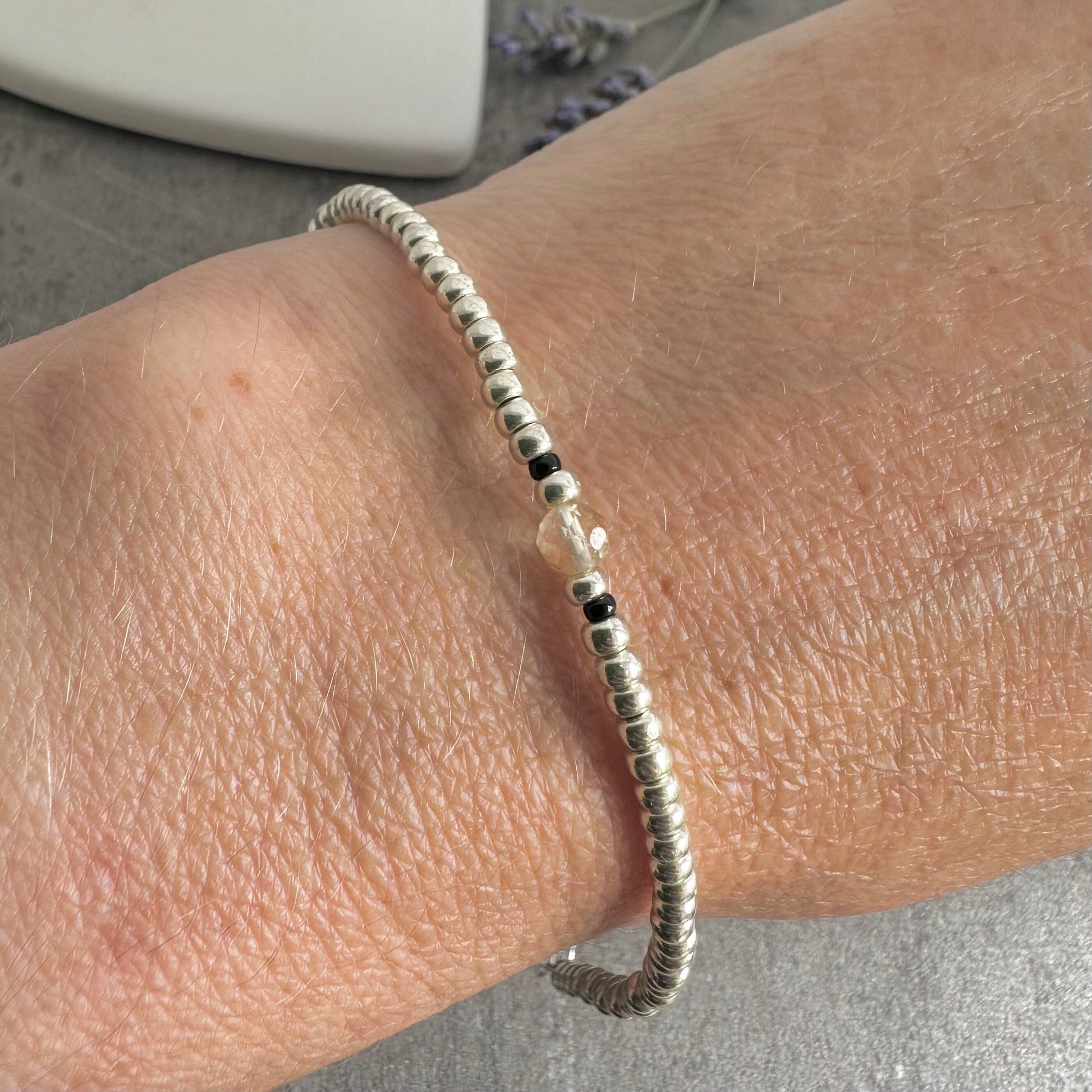 Dainty November Birthstone seed bead bracelet, Citrine jewellery