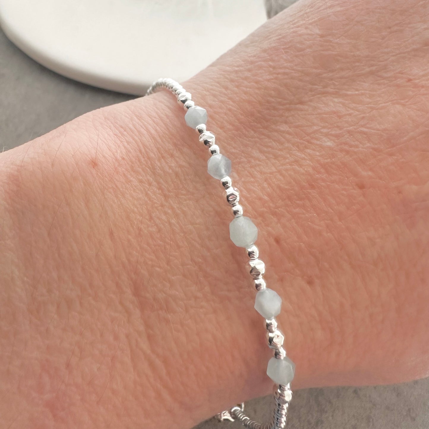 Aquamarine Bracelet the March Birthstone sterling silver bracelet birthday gift for women nft
