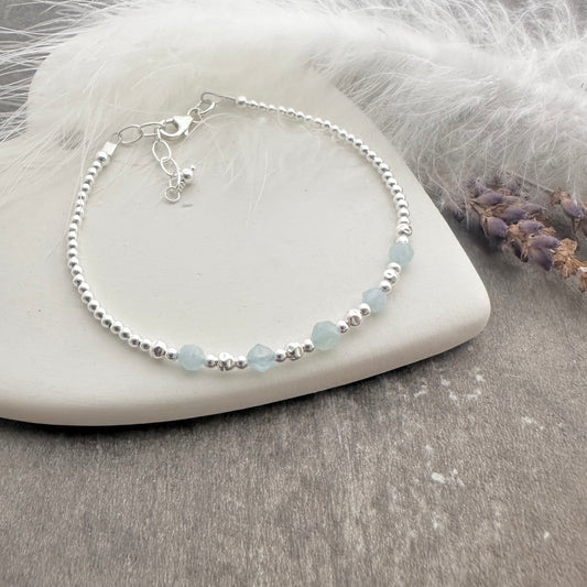 Aquamarine Bracelet the March Birthstone sterling silver bracelet birthday gift for women nft