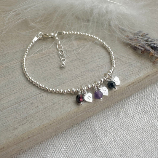 Personalised Family Birthstone Bracelet , Family Initials for Mum or Grandmother nft
