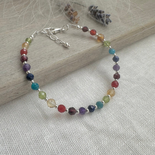 Rainbow Beaded Bracelet with sterling silver and gemstones nft