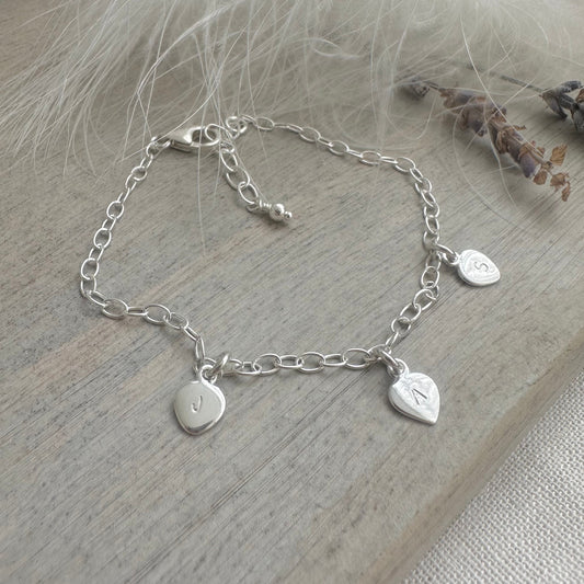 Tiny Initials Bracelet with Family Initials, Sterling Silver Chain Jewellery