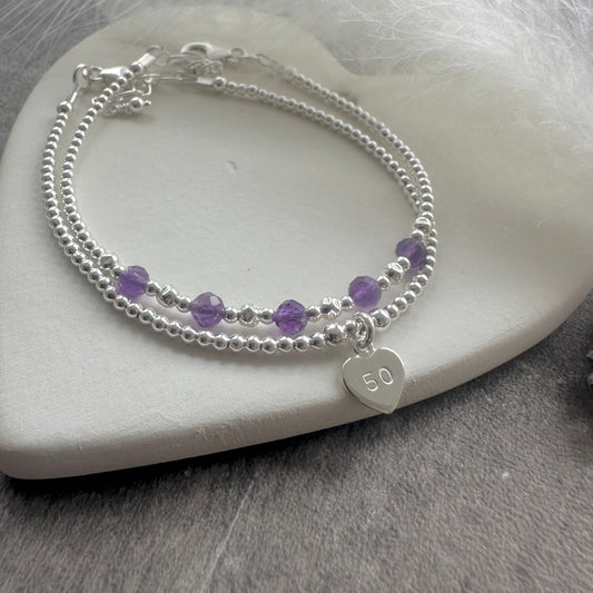 50th Birthday Gift Bracelet Set 5 Decades 5 Beads , Milestone Birthday Jewellery for Her