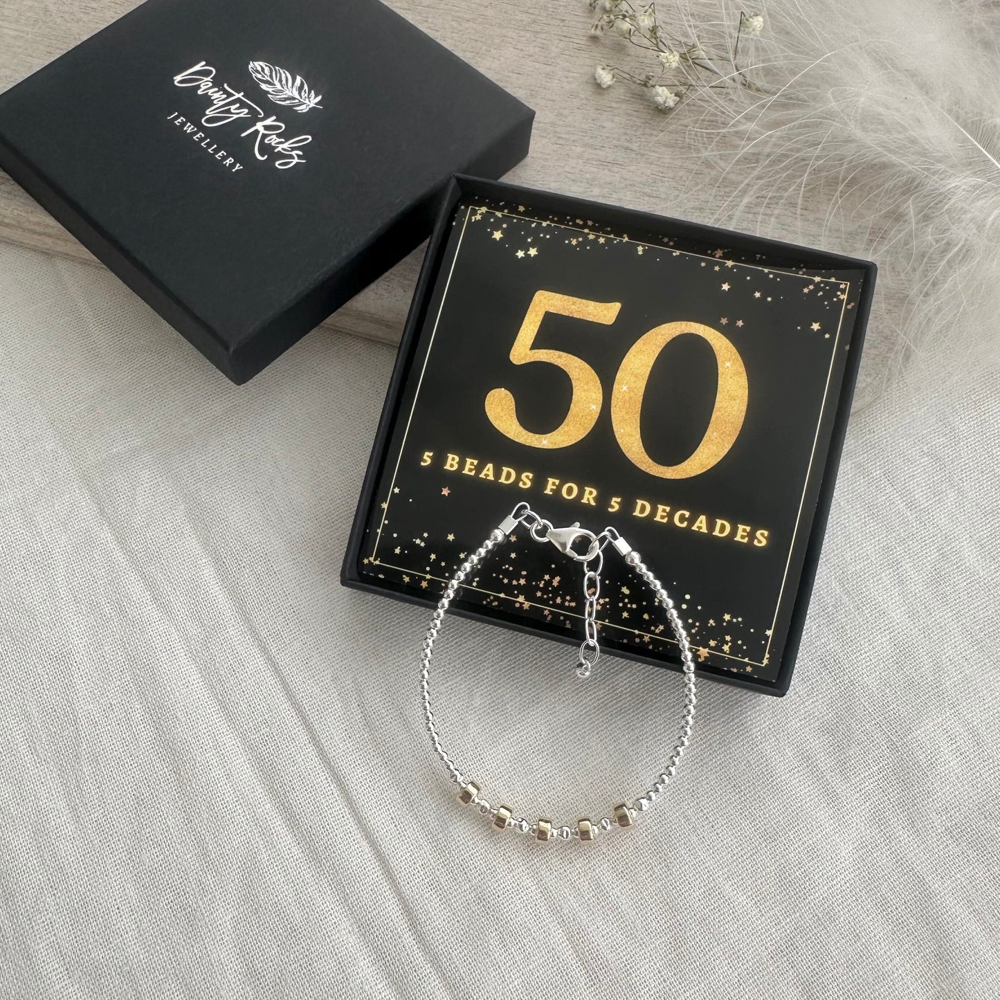 5 Decade Bracelet 50th Birthday Jewellery Gift for Her in Sterling Silver