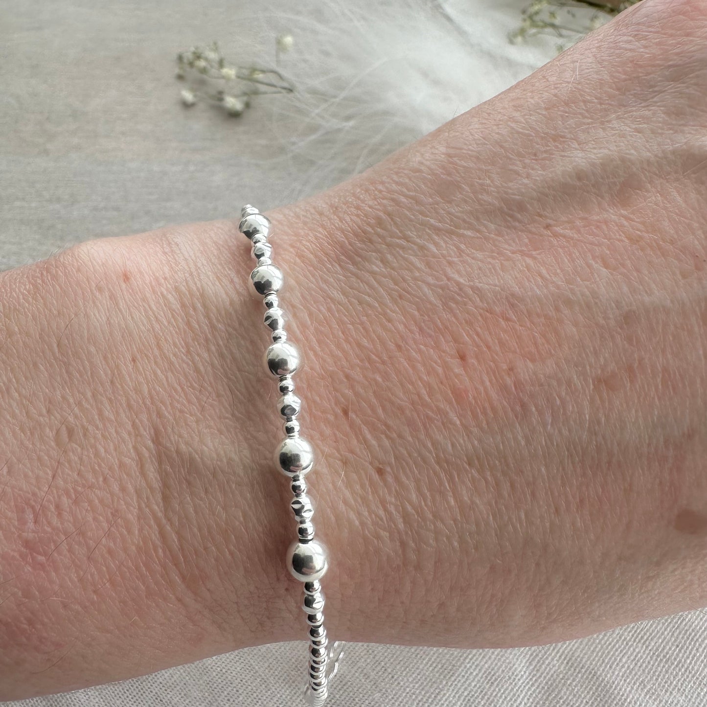 50th Birthday Gift 5 Beads 5 Decades Bracelet, Jewellery Gift for Her 50th in Sterling Silver
