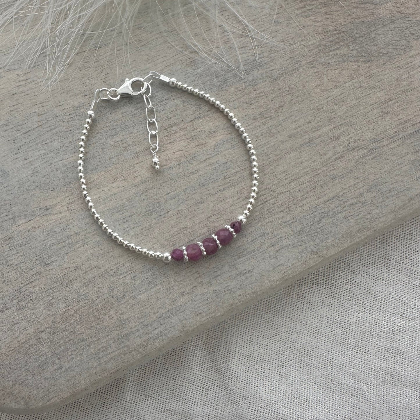 July Birthstone Bracelet, Ruby Bracelet