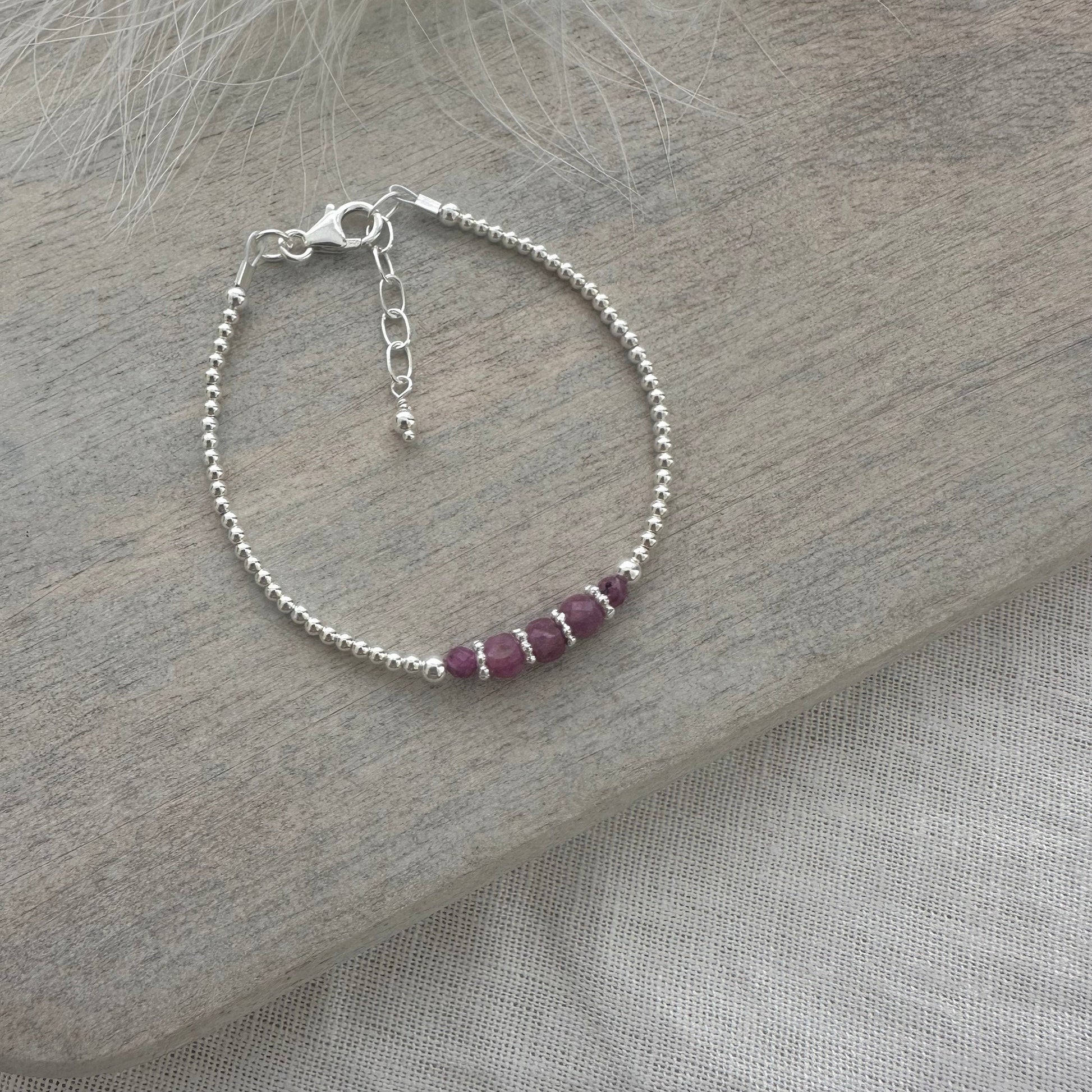 July Birthstone Bracelet, Ruby Bracelet