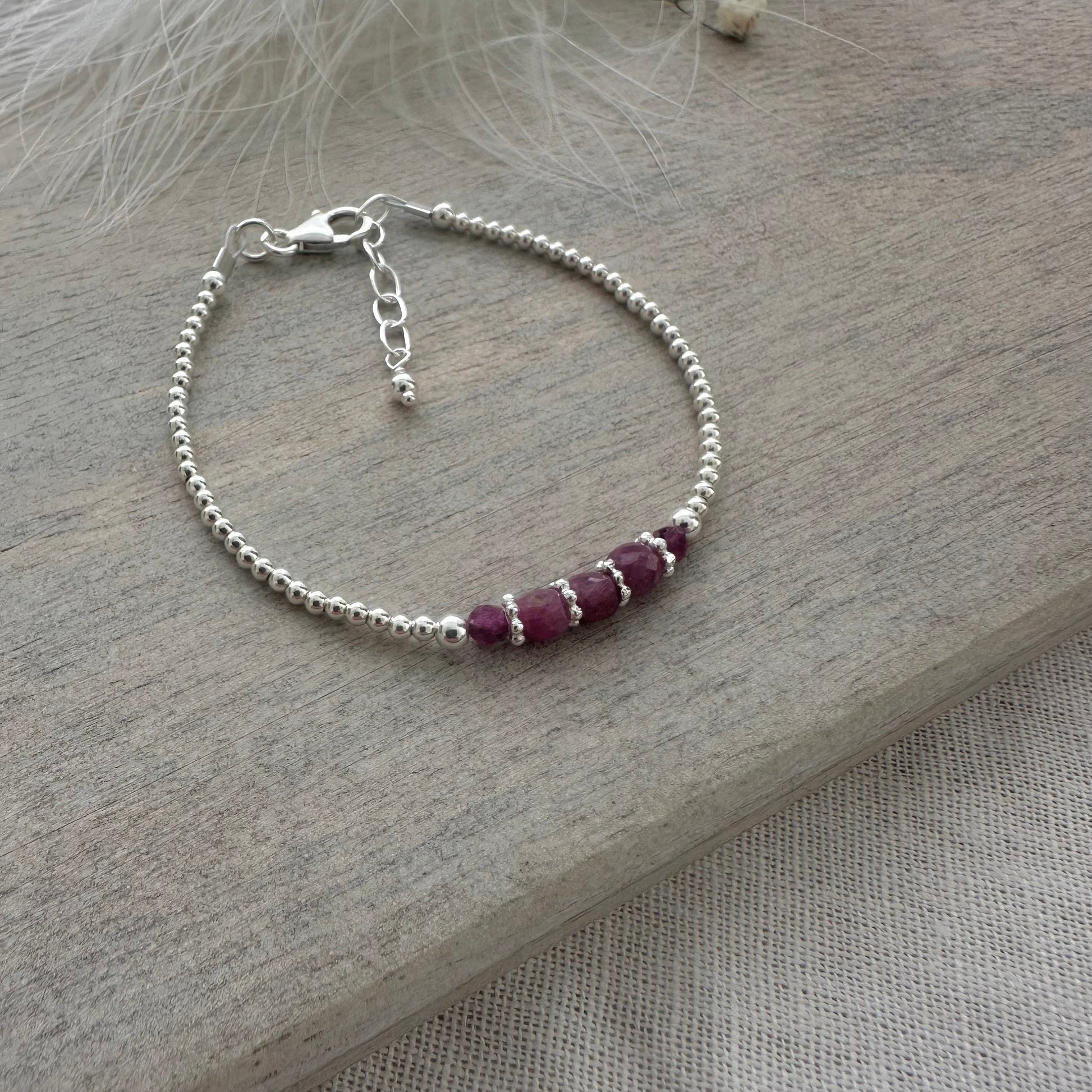 July Birthstone Bracelet, Ruby Bracelet