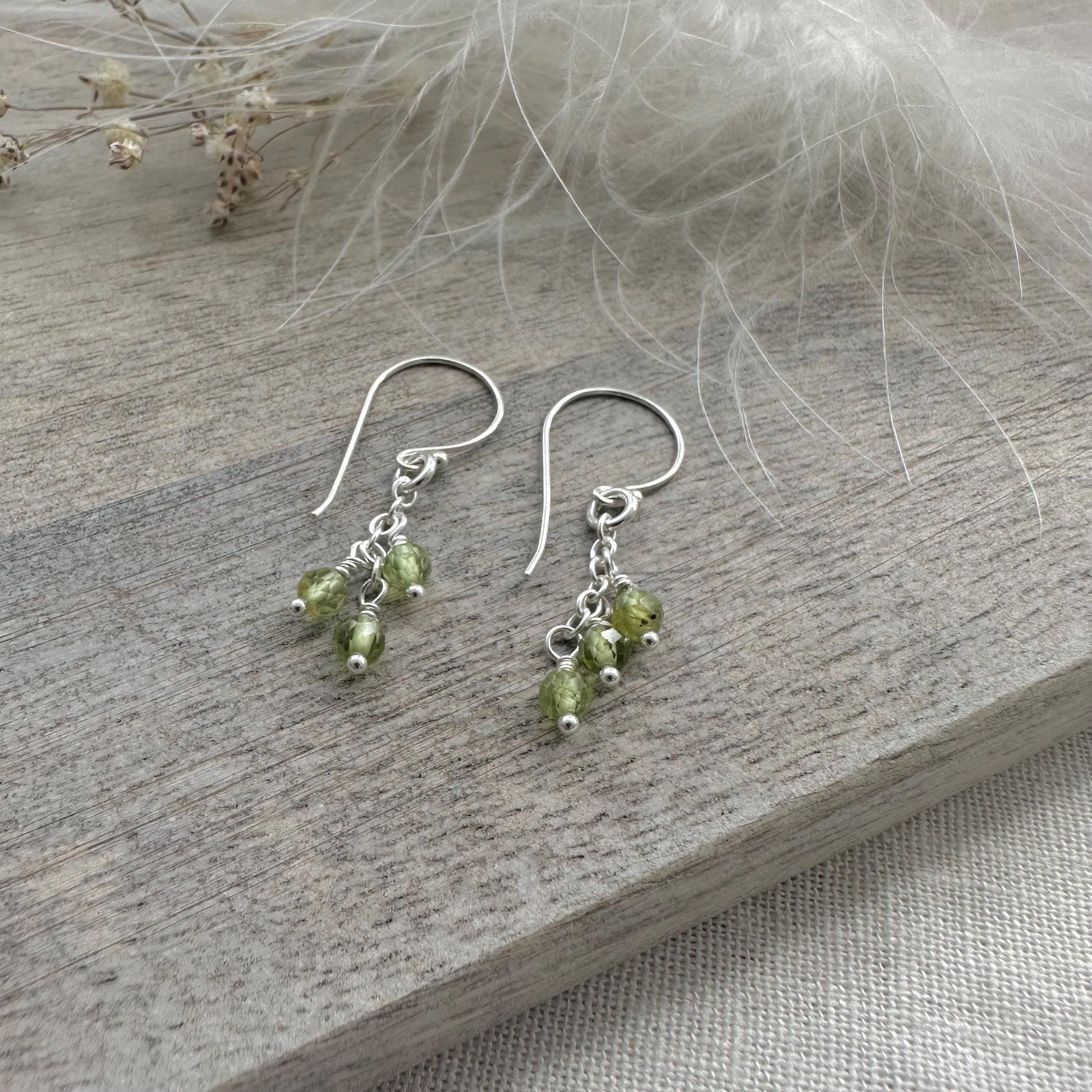Sterling Silver Peridot August Birthstone Earrings, Cascade Earrings