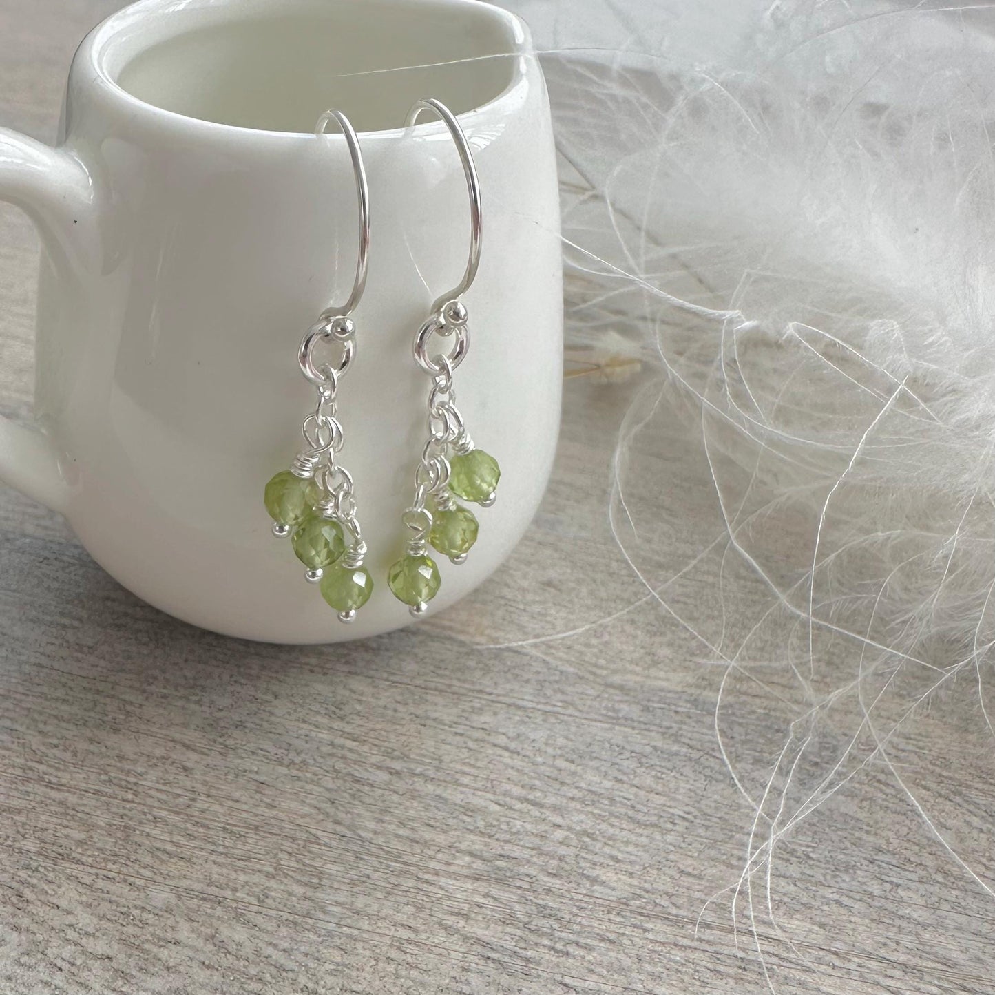 Sterling Silver Peridot August Birthstone Earrings, Cascade Earrings