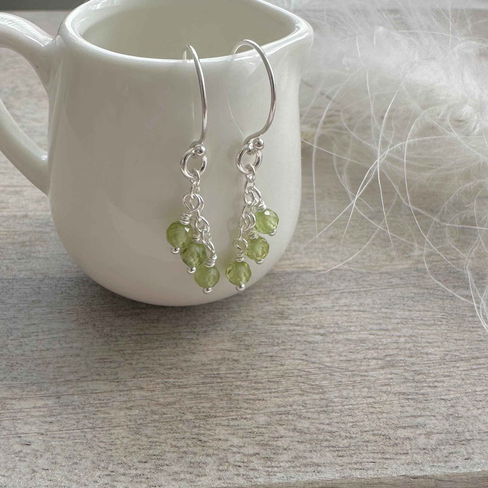 Sterling Silver Peridot August Birthstone Earrings, Cascade Earrings
