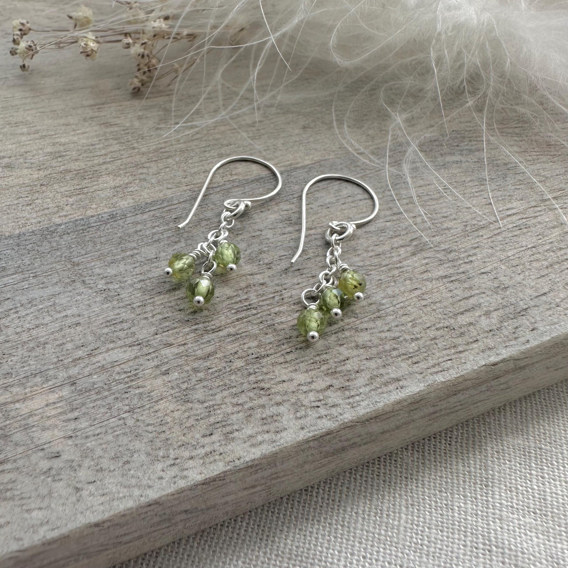 Sterling Silver Peridot August Birthstone Earrings, Cascade Earrings