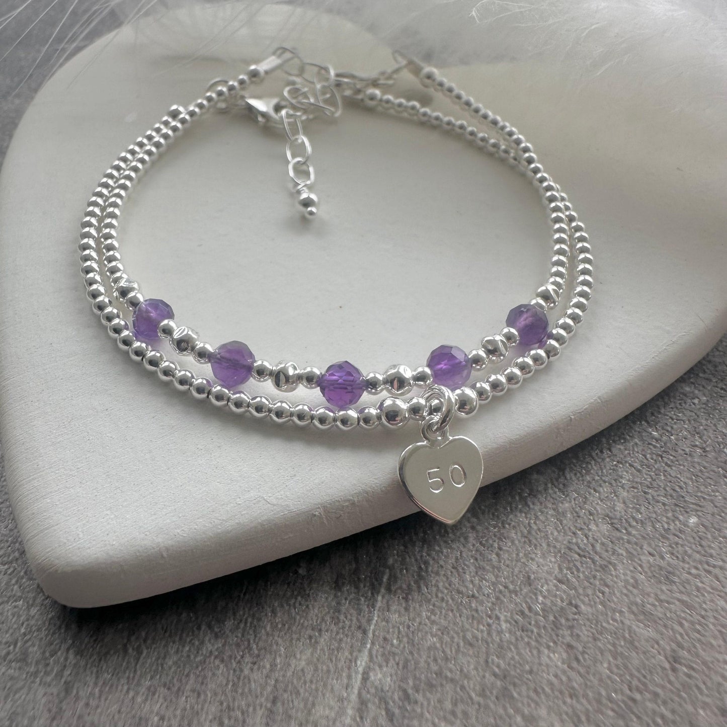 50th Birthday Gift Bracelet Set 5 Decades 5 Beads , Milestone Birthday Jewellery for Her