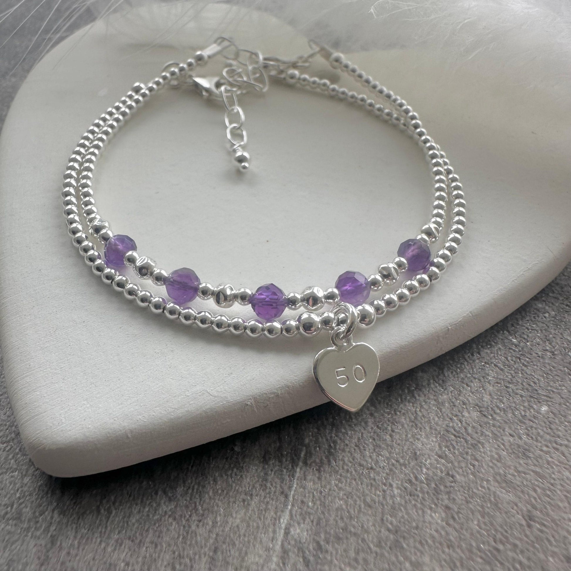 50th Birthday Gift Bracelet Set 5 Decades 5 Beads , Milestone Birthday Jewellery for Her