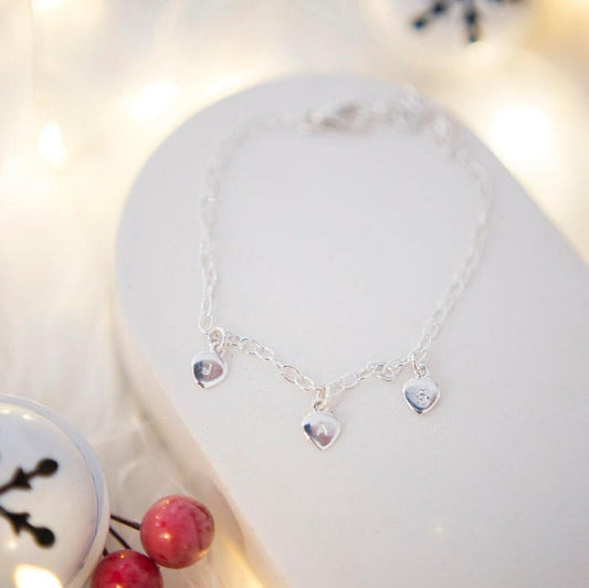 Mothers Day Gift For Women Family Initials Bracelet in Sterling Silver Chain, Minimalist Jewellery Gift for Her