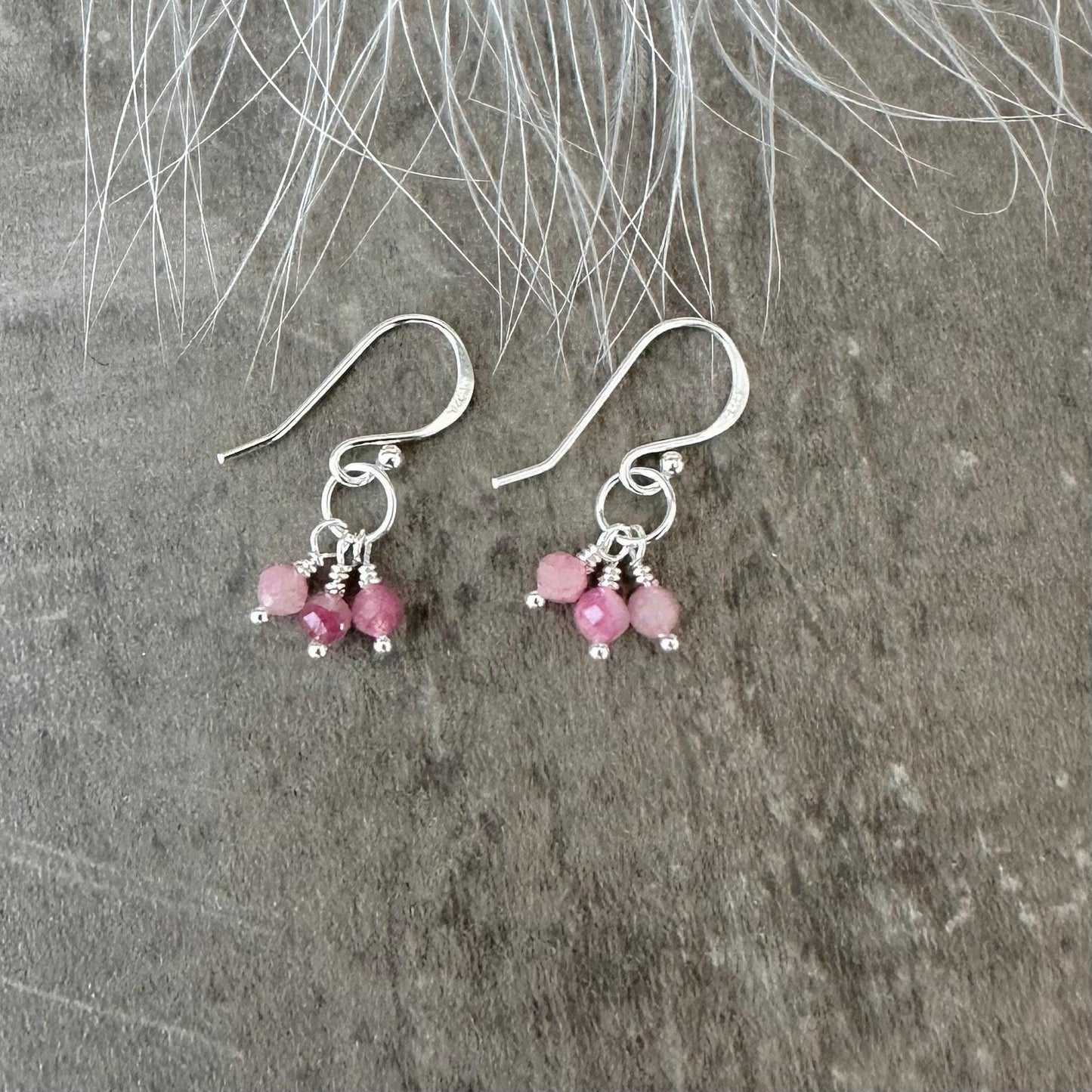 Sterling Silver Pink Tourmaline October Birthstone Earrings, Cascade Earrings