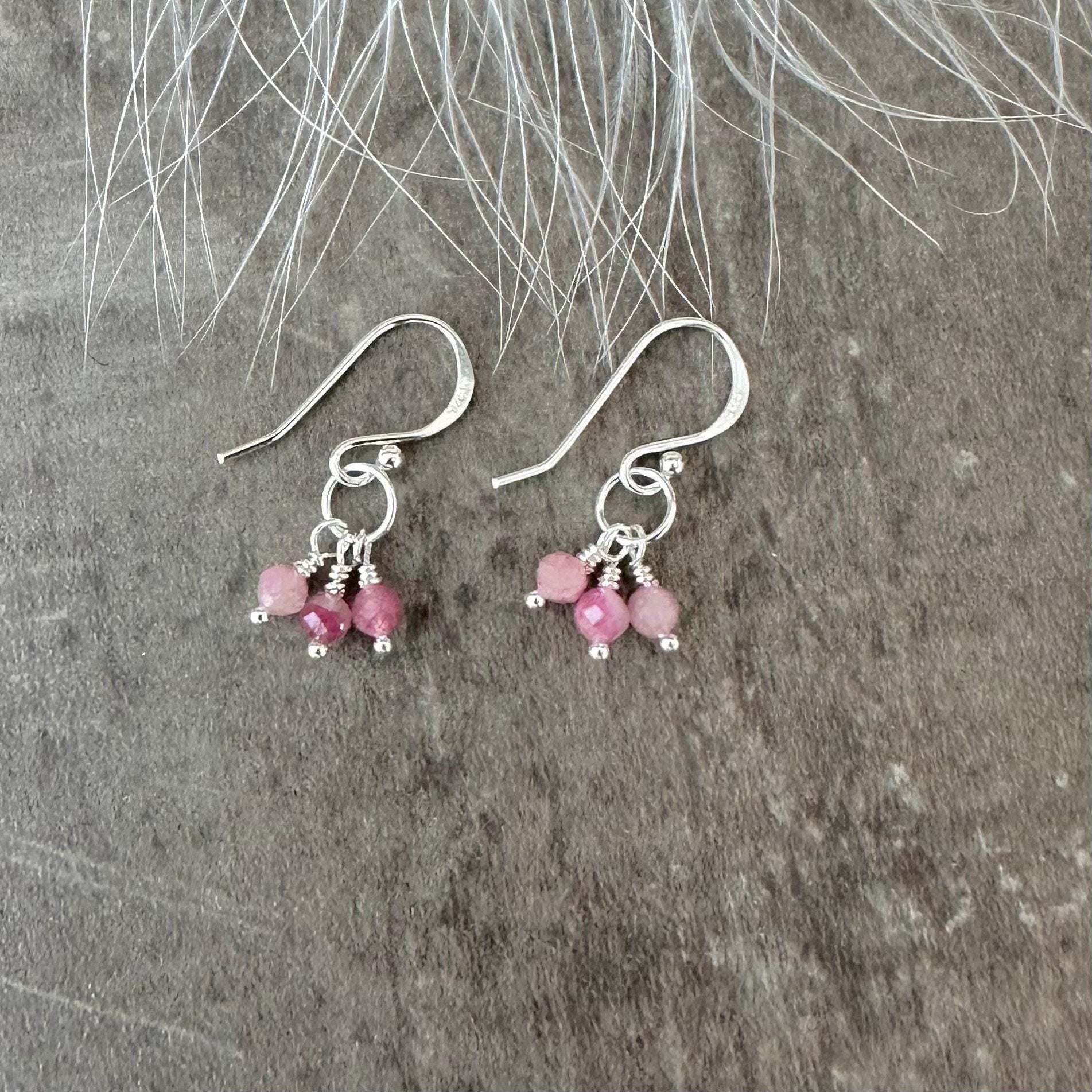 Sterling Silver Pink Tourmaline October Birthstone Earrings, Cascade Earrings