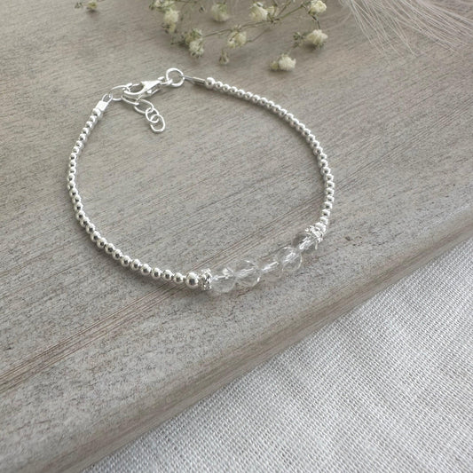 Clear Quartz Bracelet, April Birthstone
