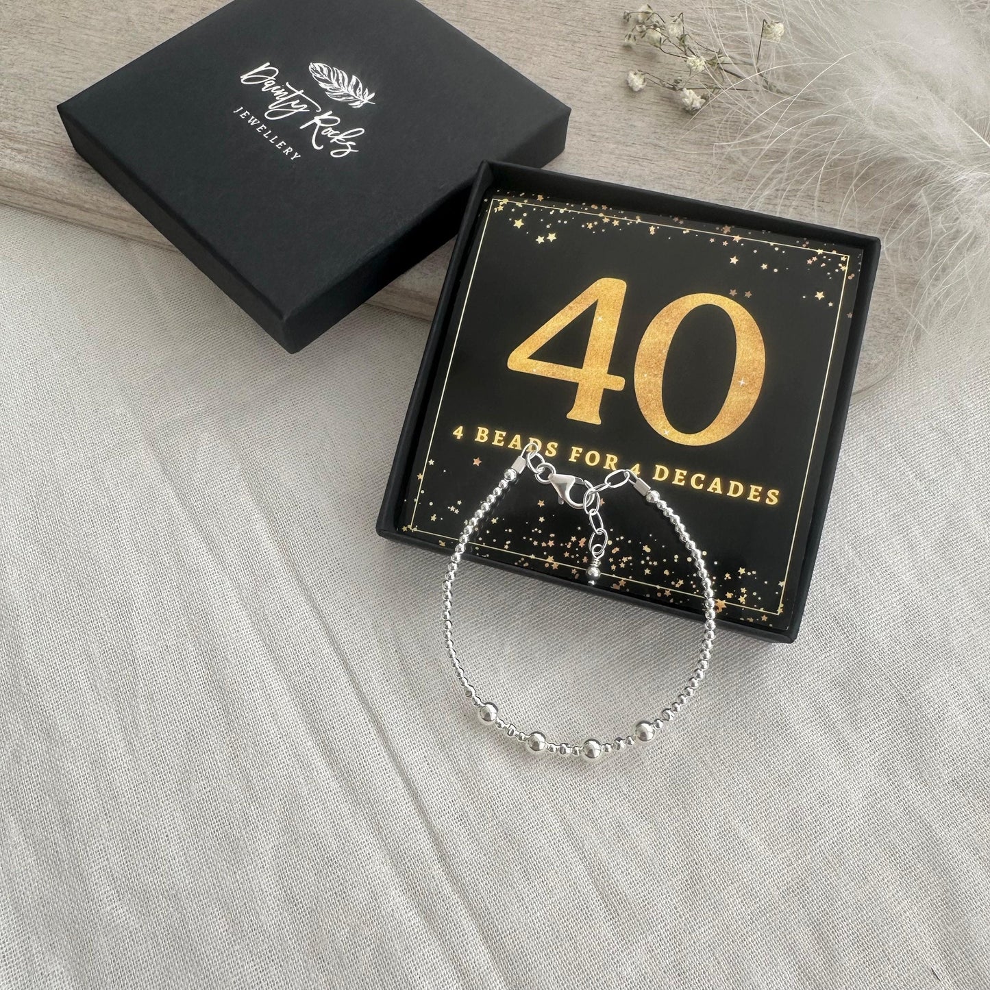 40th Birthday Gift Beads Decades Bracelet, Jewellery Gift for Her 40th in Sterling Silver