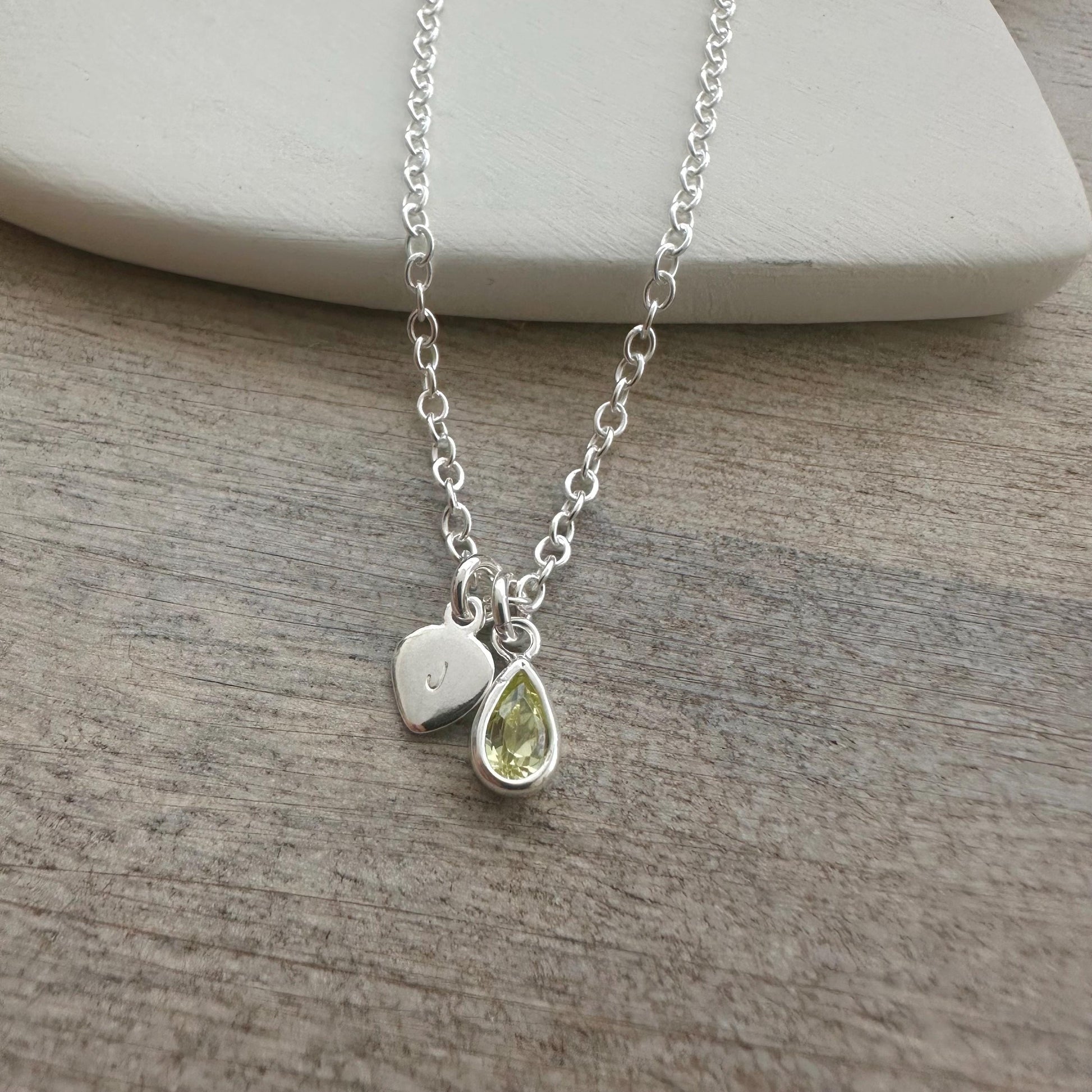 Personalised CZ Crystal Birthstone Initial Necklace, Birthday gift for women