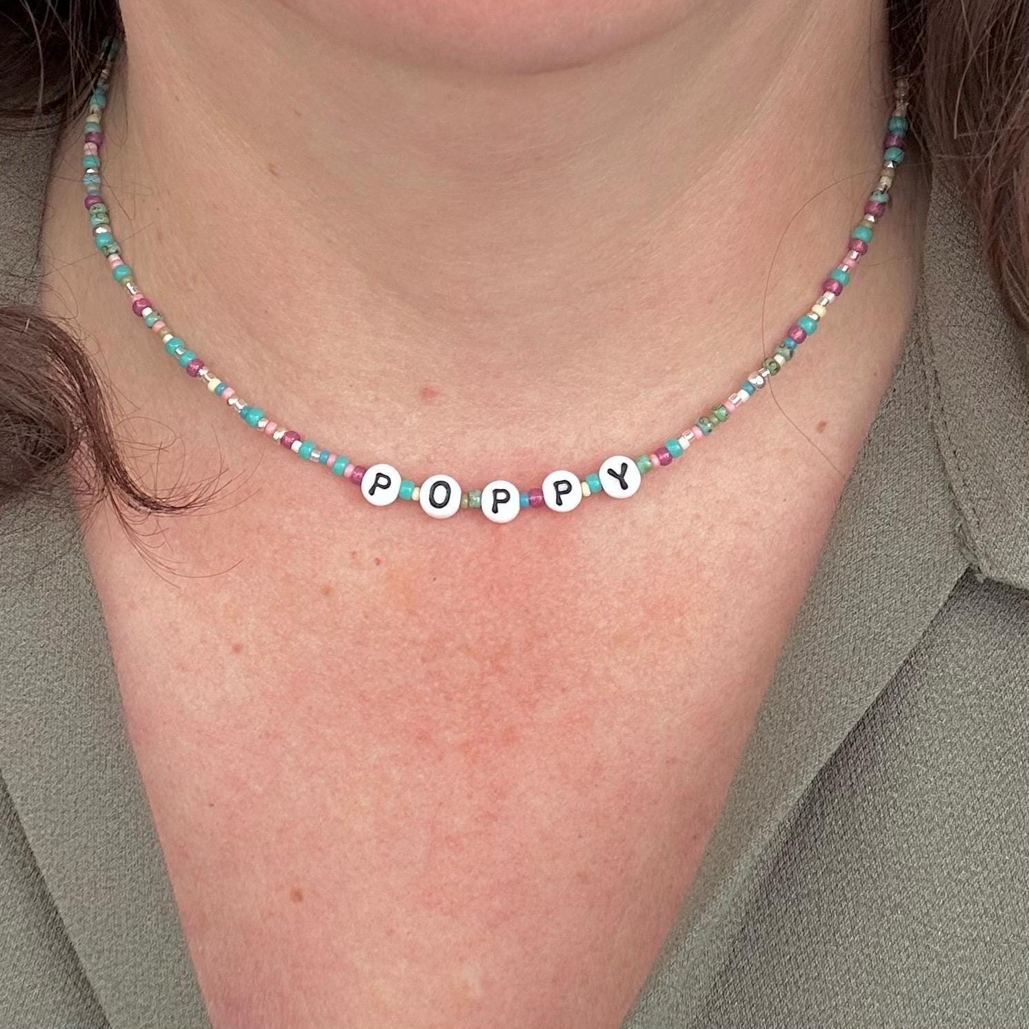 Personalised Beaded Name Necklace, Birthday Gift for girls with glass letter beads