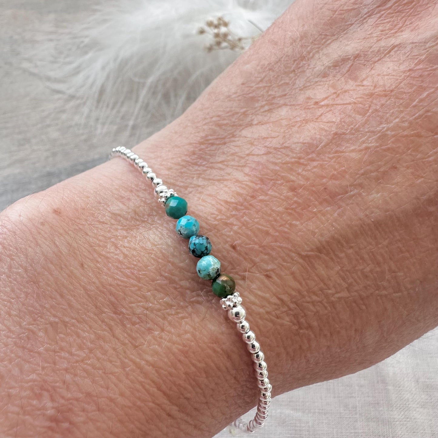 Birthstone Bead Bracelet & Necklace Set in Sterling Silver, Jewellery Set for women for birthday gift