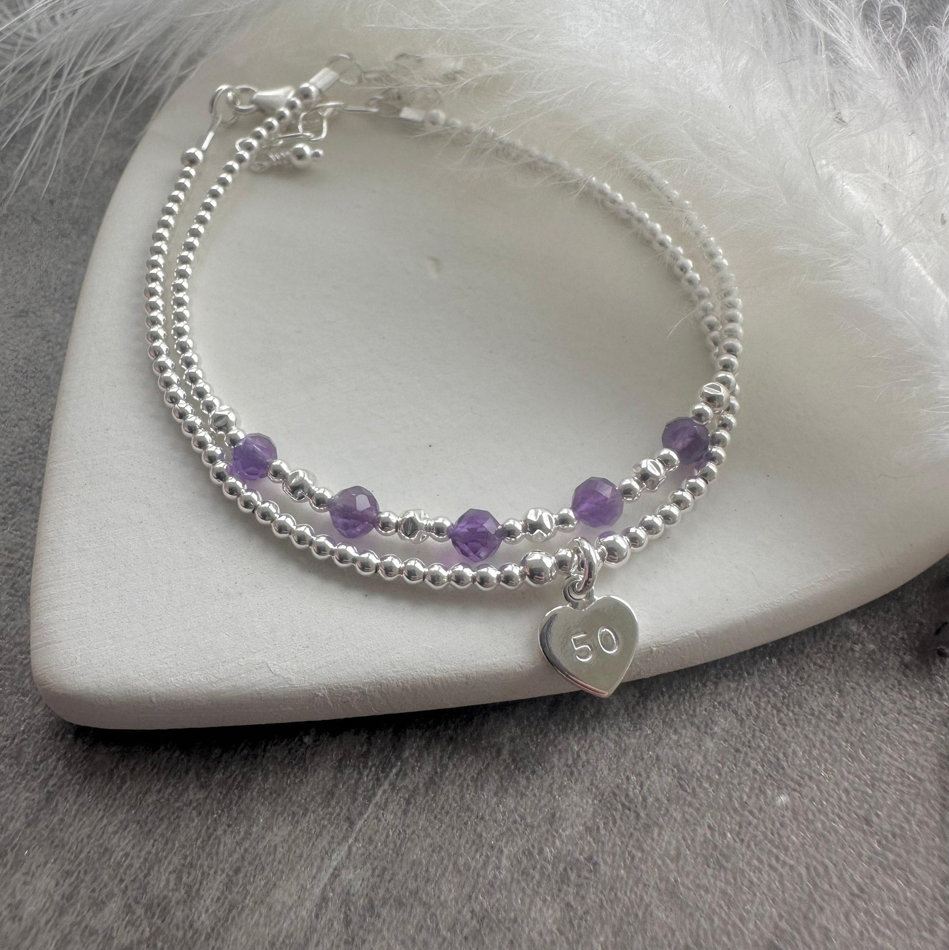 50th Birthday Gift Bracelet Set 5 Decades 5 Beads , Milestone Birthday Jewellery for Her
