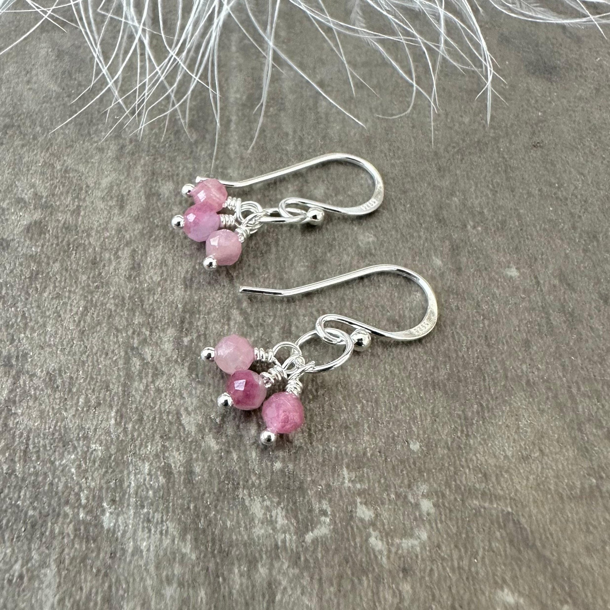 Sterling Silver Pink Tourmaline October Birthstone Earrings, Cascade Earrings