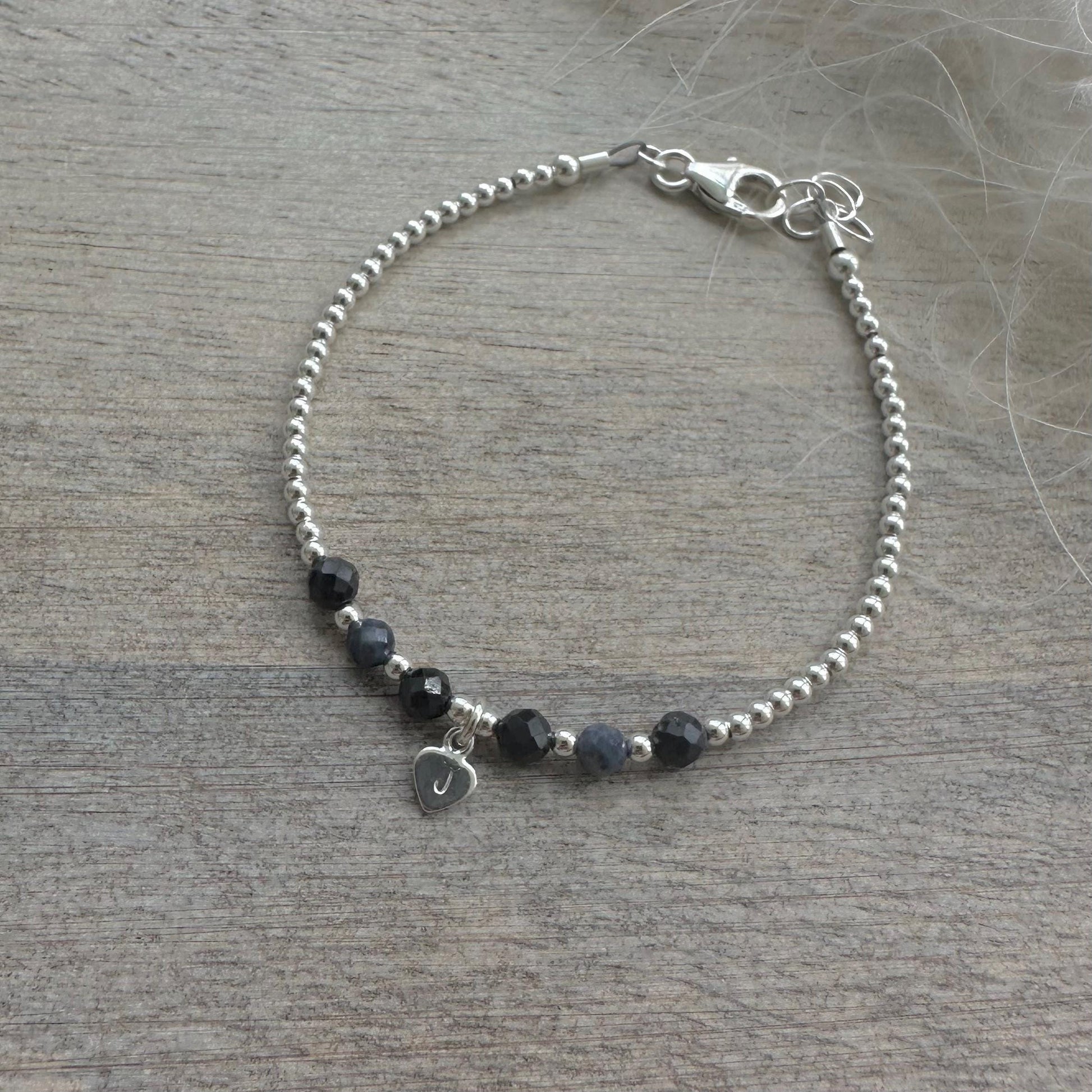 Personalised Sapphire Bracelet, Dainty September Birthstone Jewellery in Sterling Silver