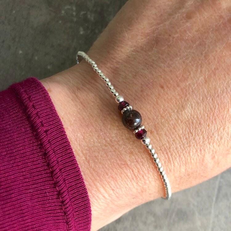 Garnet Bracelet, January Birthstone Bracelet