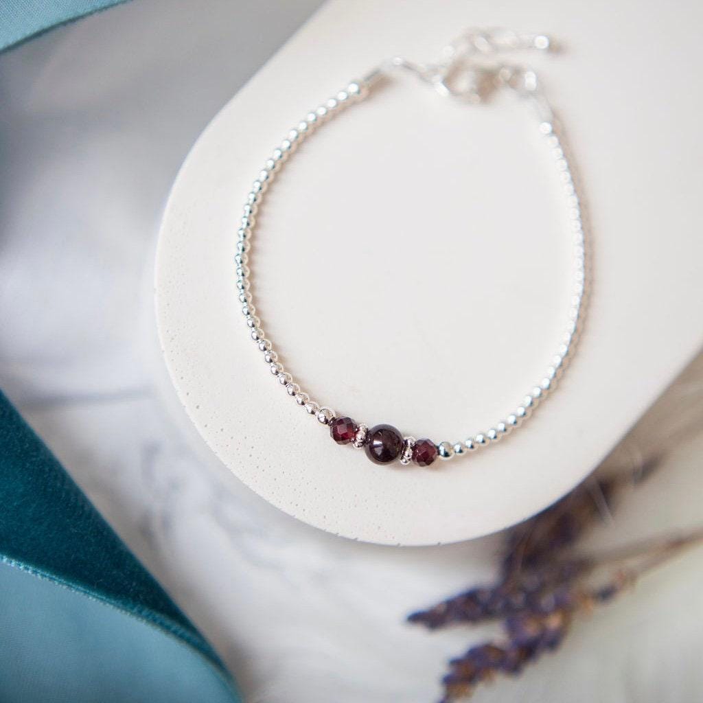 Garnet Bracelet, January Birthstone Bracelet