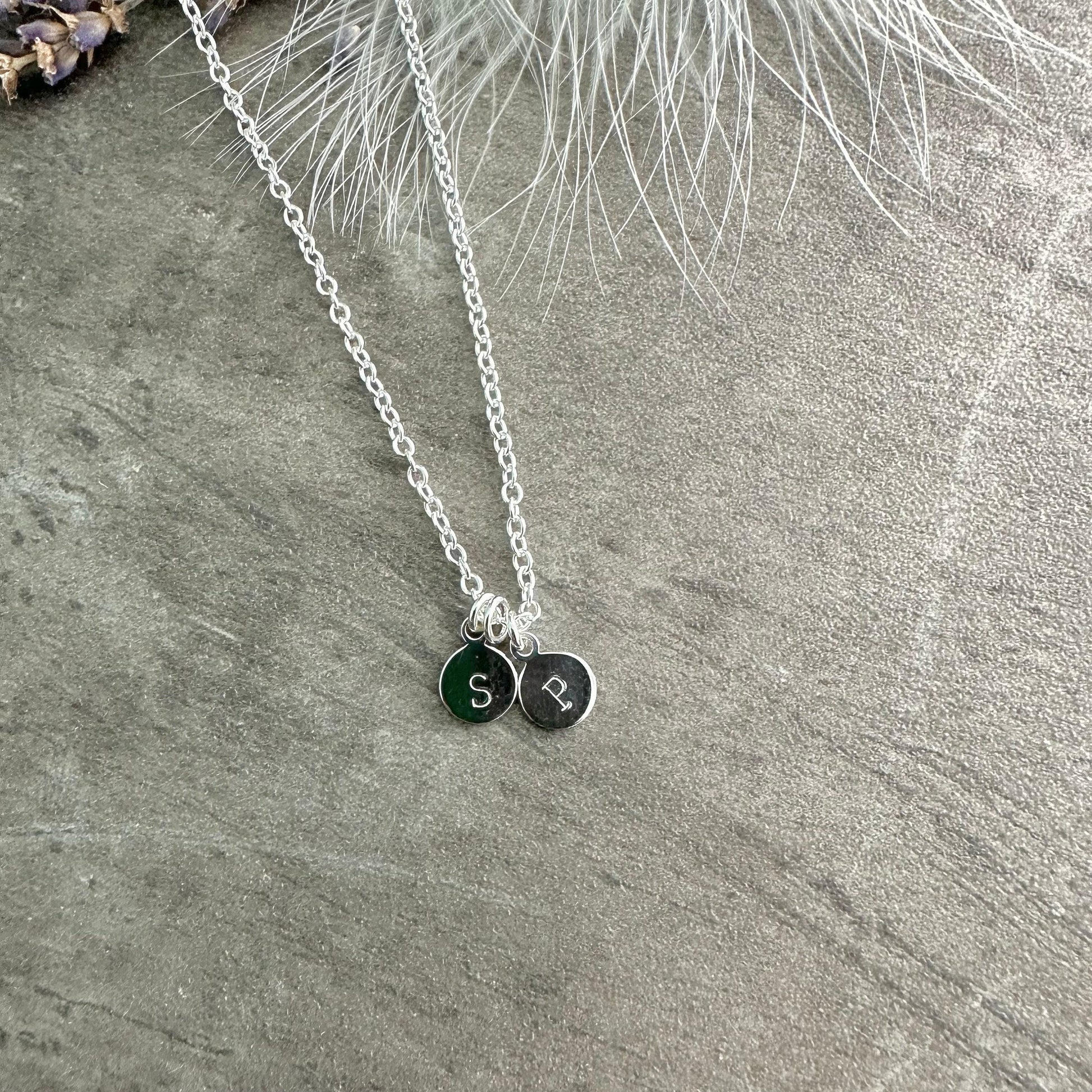 Family Initial Disc Necklace, Children or His Hers Initials