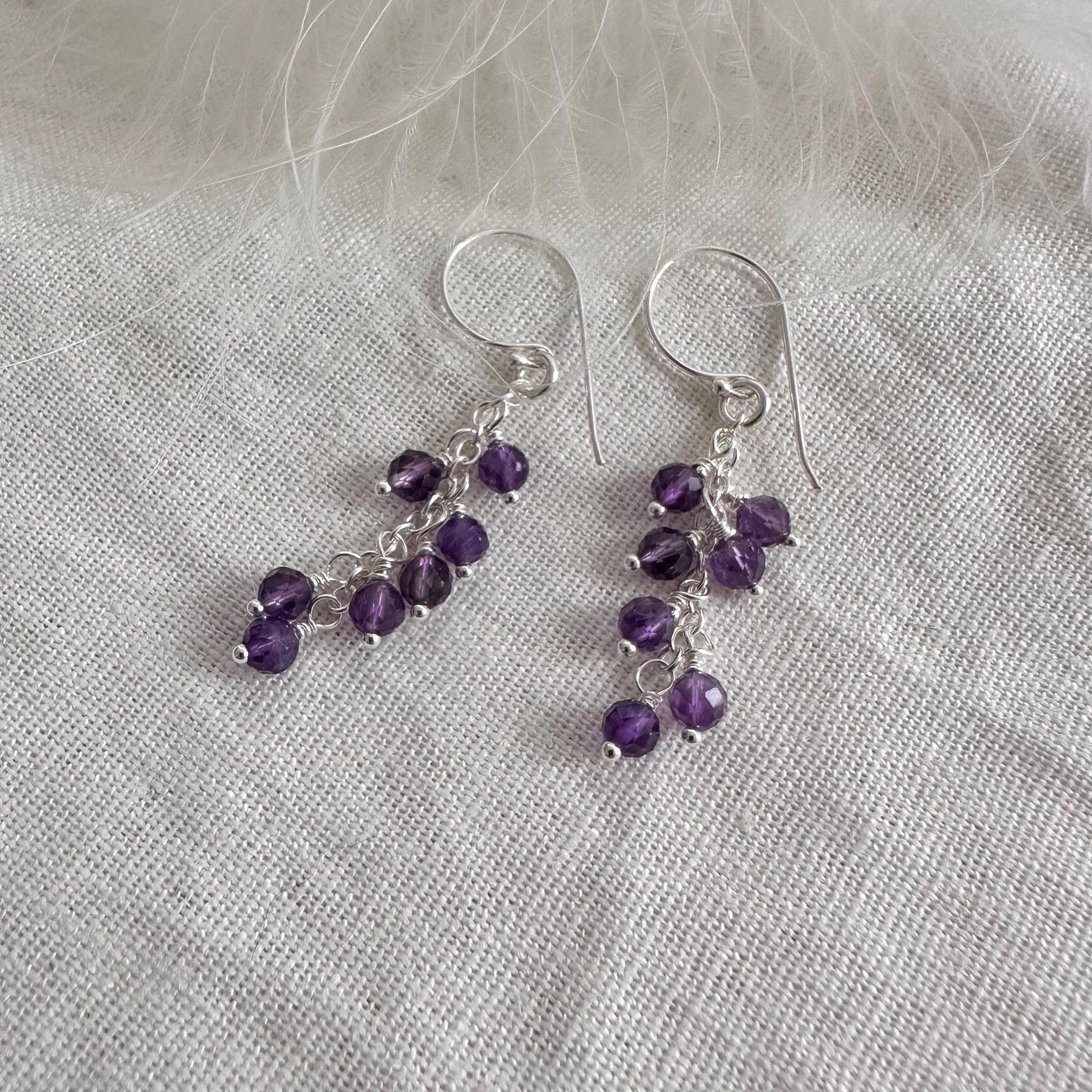 Amethyst Earrings, February birthstone Cascade Earrings