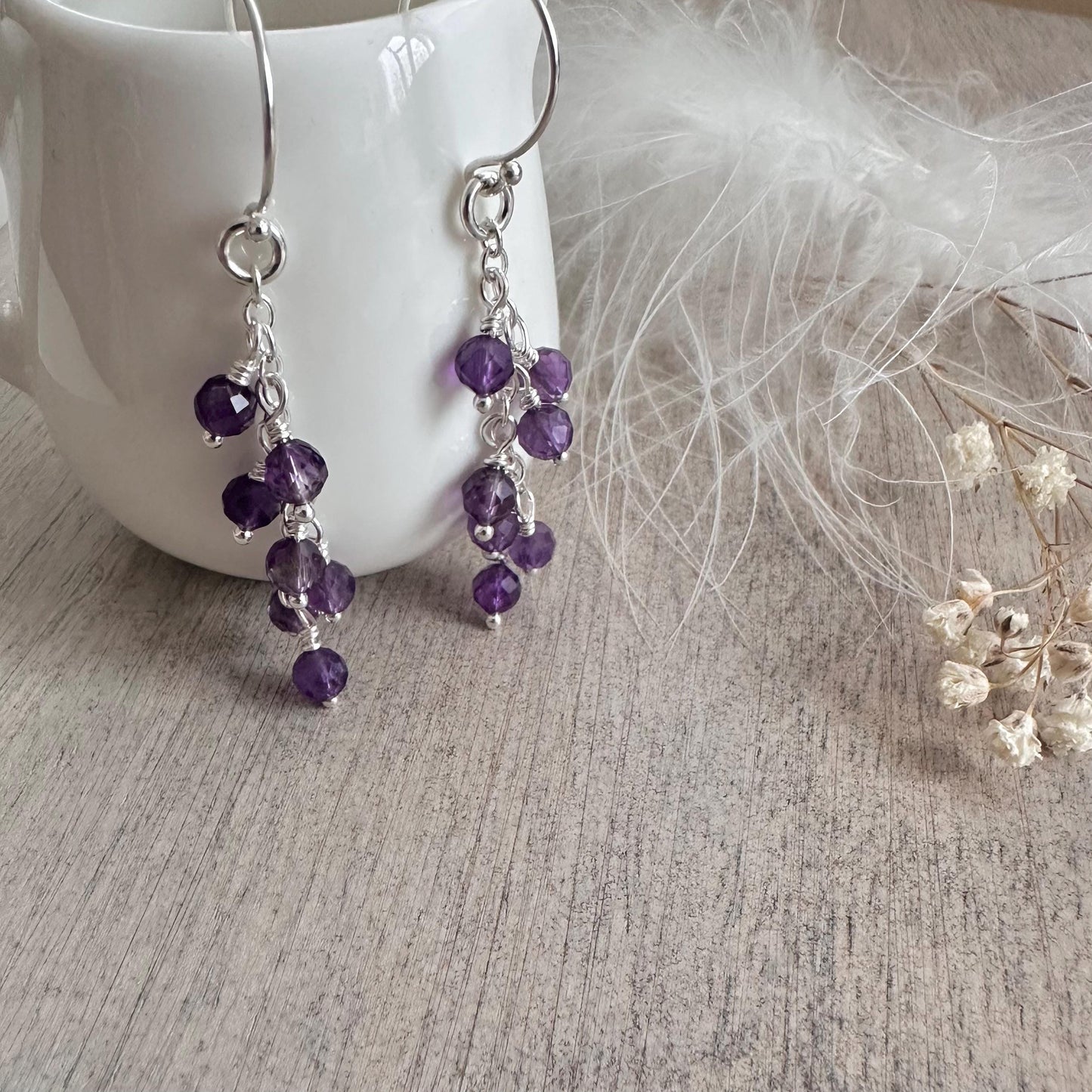 Amethyst Earrings, February birthstone Cascade Earrings