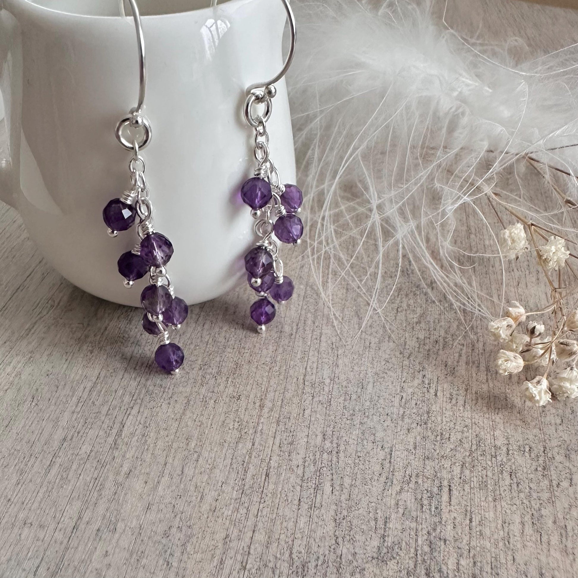 Amethyst Earrings, February birthstone Cascade Earrings