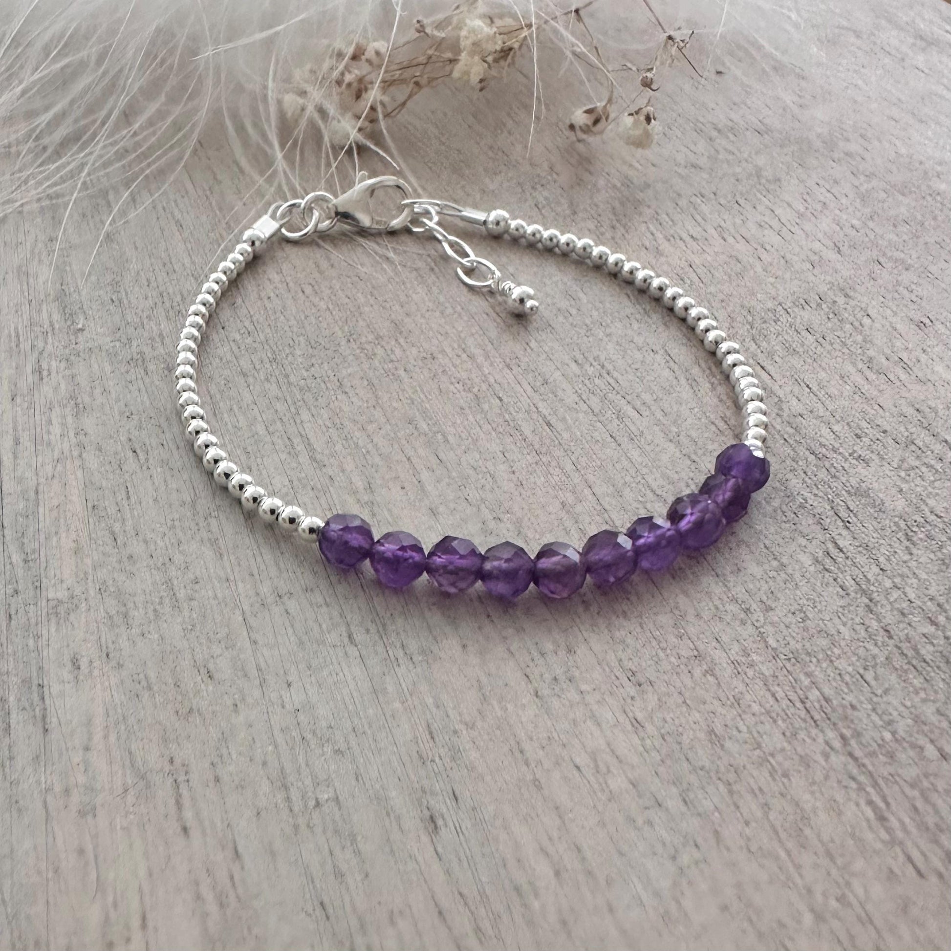 Dainty Amethyst Bracelet, February Birthstone