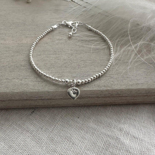 Paw Bracelet sterling silver, Cat mum gift