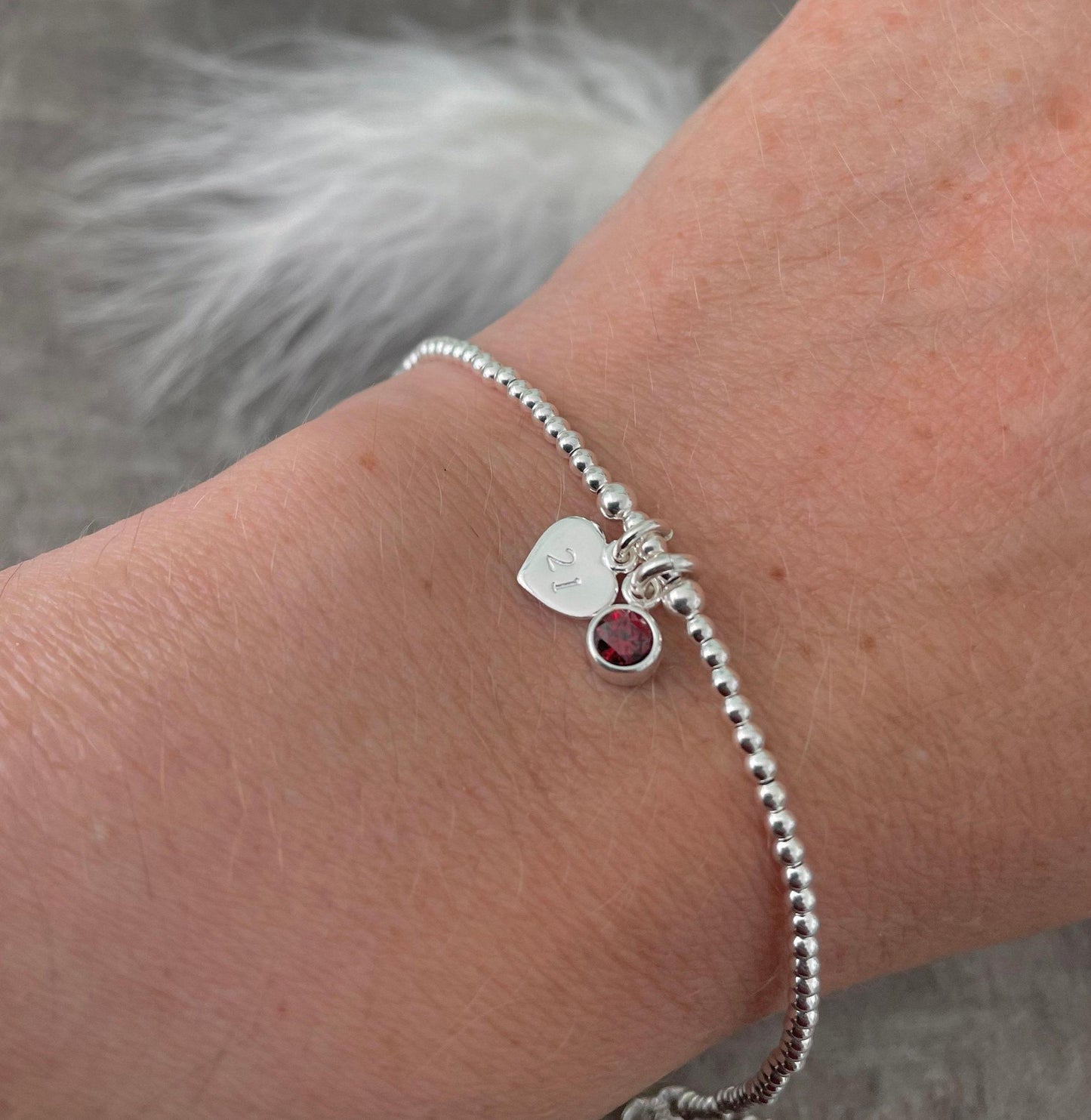 21st Birthday Milestone Gift, Dainty Bracelet with Cubic Zirconia Birthstone