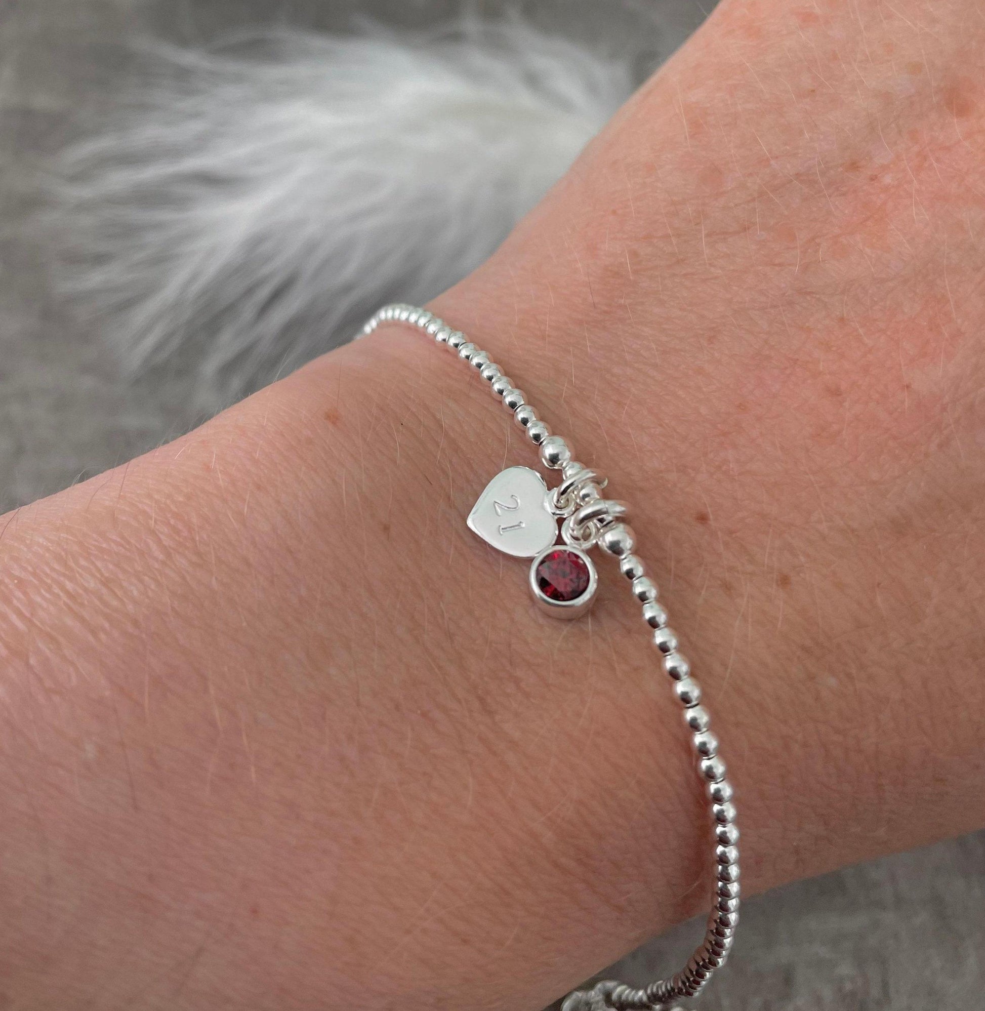 21st Birthday Milestone Gift, Dainty Bracelet with Cubic Zirconia Birthstone